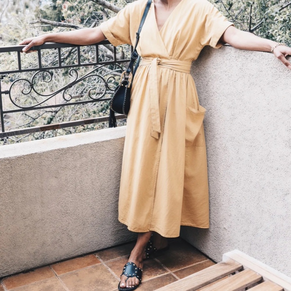 Urban Outfitters Mustard Yellow Wrap Maxi Dress
